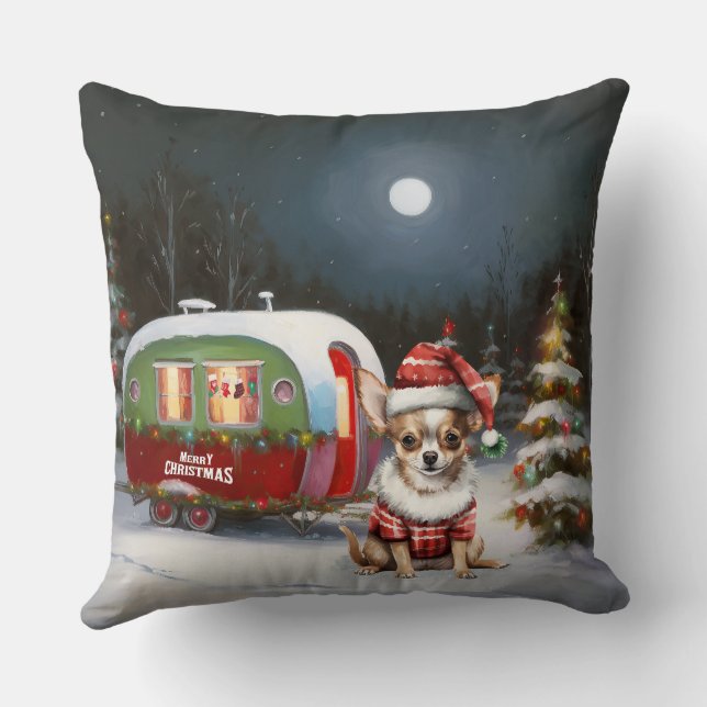 Coussin Winter Chihuahua Caravan Christmas Adventure (Verso)