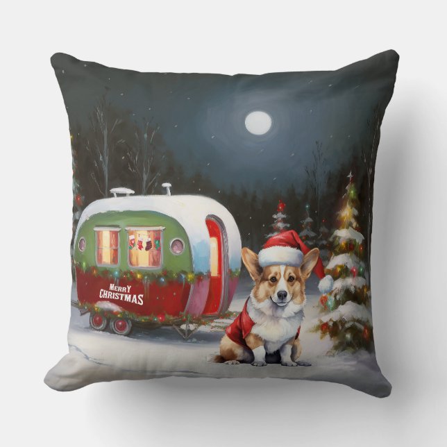 Coussin Winter Corgi Caravan Christmas Adventure (Recto)