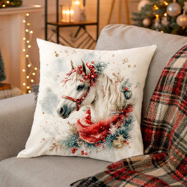 Coussin Winter Horse in Snowy Forest
