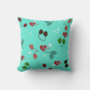 Coussin Winter Love Mittens et Snowflake Motif