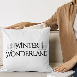 Coussin Winter Wonderland - Élégant texte et pins