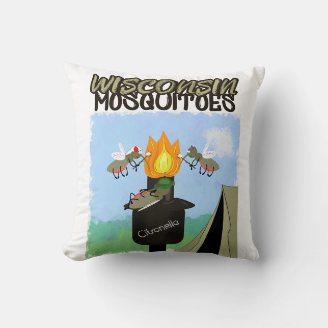 Coussin Wisconsin Mosquitoes Cartoon (Recto)