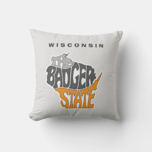 Coussin Wisconsin State Pseudo Word Art