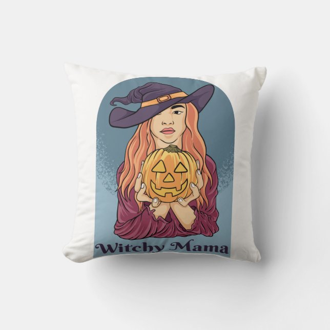 Coussin Witchy Mama Ghost Funny Halloween Super (Recto)