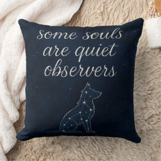 Coussin Wolf Constellation Indigo Celestial Throw Pillow