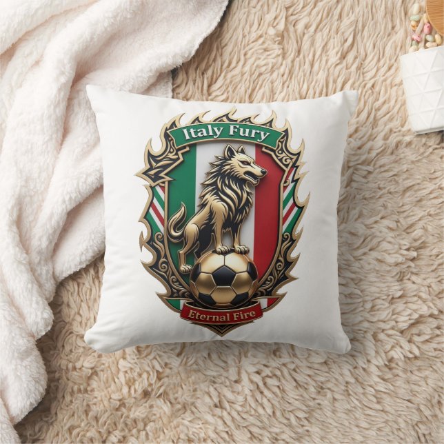 Coussin Wolf Fury Italy,  Flag Pride Souvenir Gift (Couverture)