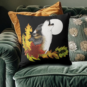 Coussin Wolf Howling Moon