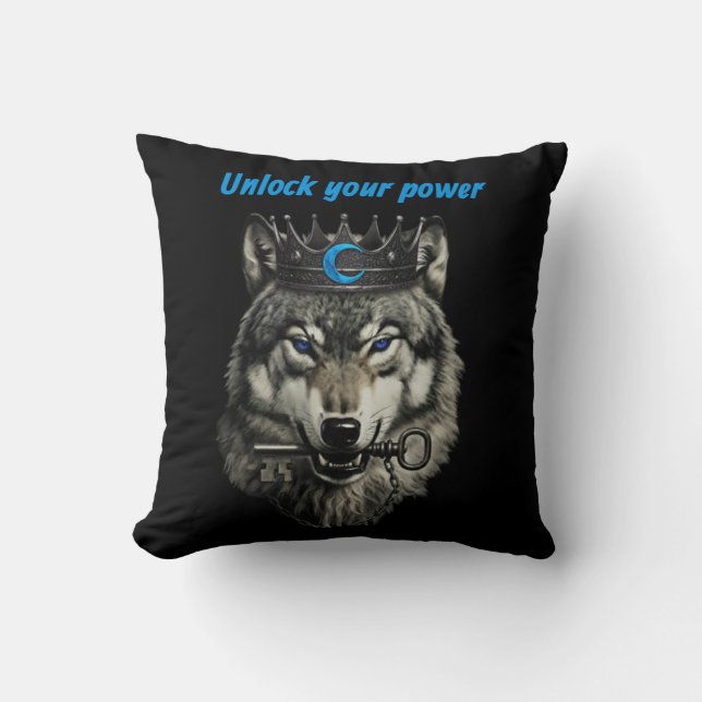 Coussin wolf king unlock your power (Recto)