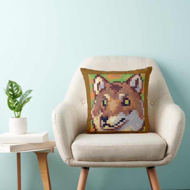 Coussin Wolf, Pixel Art, pixelart (Chaise)