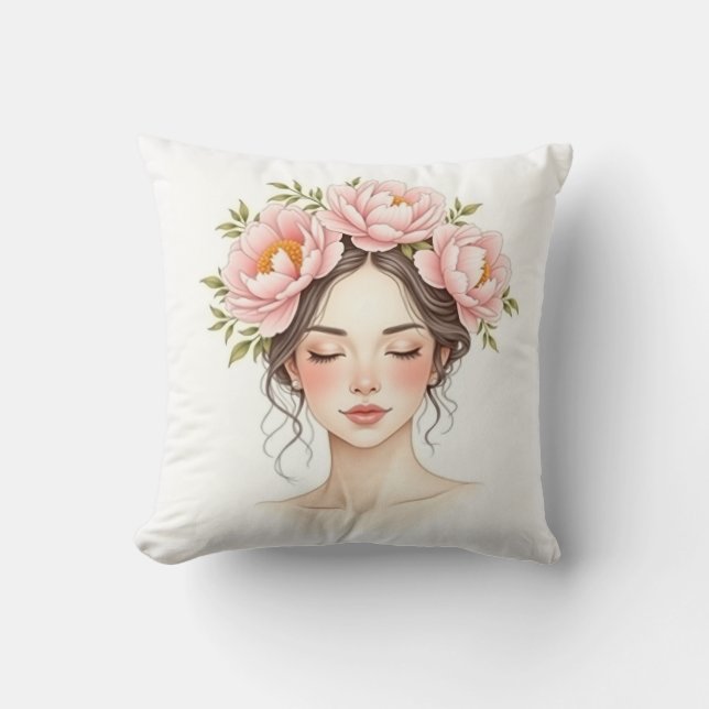 Coussin Woman with Peony Flower (Recto)