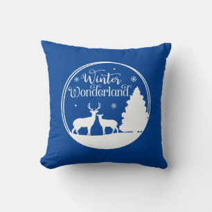 Coussin Wonderland Winter Scène d'hiver avec cerf