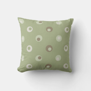 Coussin Wonky Retro Pois, Sage, Avocado, Tan