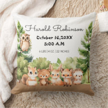 Woodland Boy Birth Stats Faire-part