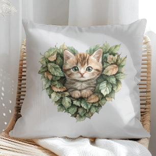 Coussin Woodland Heart Kitty - Automne Cosy