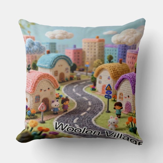 Coussin Woolen Village  (Recto)