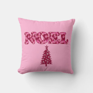 Coussin Word Art - Noel avec des arbres en Bourgogne T