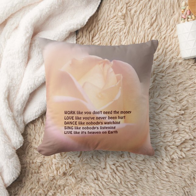 Coussin Work Love Dance Soft Rose Inspirational Quote  (Couverture)
