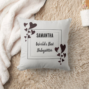 Coussin Worlds Best Babysitter Hearts Garde d'enfants Nann