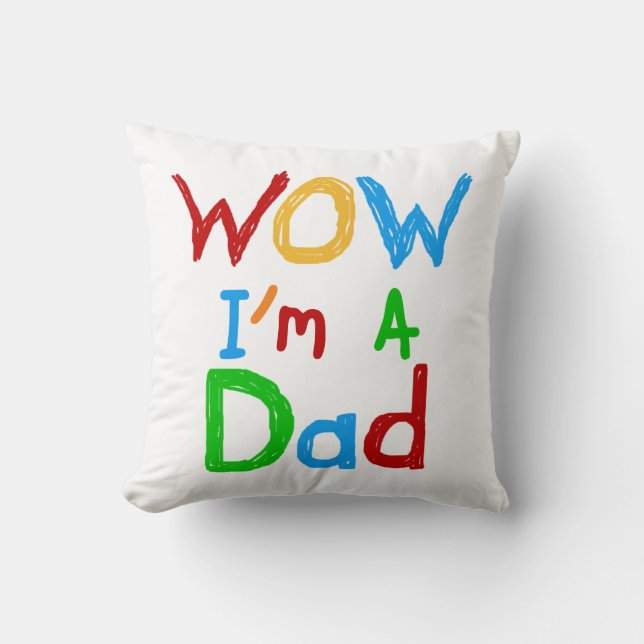 Coussin WOW Je suis un t-shirt papa et des GIfts (Recto)