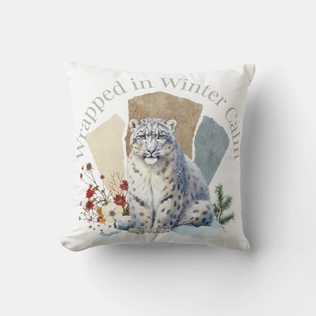 Coussin Wrapped in Winter Calm Leopard Art (Recto)