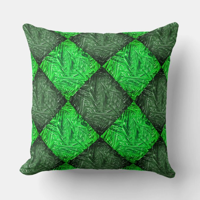 Coussin Xadrez verde falsa grama ou folhas de coqueiro. (Recto)