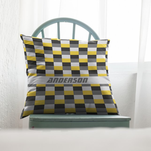 Coussin Yellow, Black and Gray Color Combination (Créateur téléchargé)