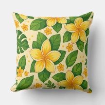 Yellow Tropical Flowers with Lush Green Leaves