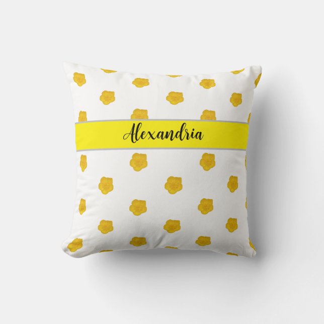 Coussin Yellow Wildflower Throw Pillow Personalized  (Recto)