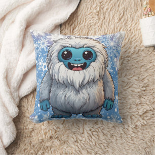 Coussin Yeti Standing Cute Kawaii Snowflakes