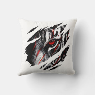 Coussin Yeux de tigre animés à travers une égratignure