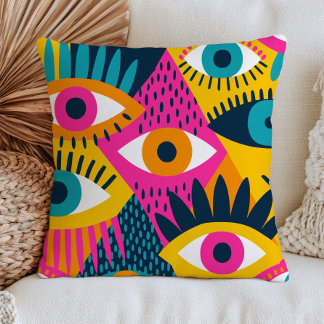 Coussin Yeux Méchants Funky Nazar Coloré Maximaliste Bohèm