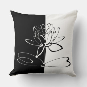Coussin Yin Yang Black Lotus Blossom