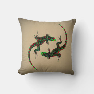 Coussin Yin Yang Lizards Brown