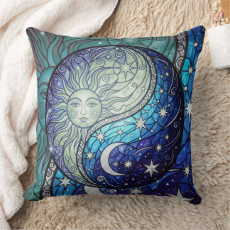 Coussin ying yang moon and sun throw pillow