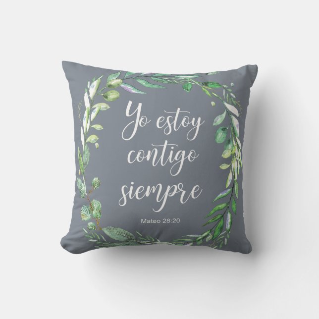 Coussin Yo estoy contigo siempre - verset de la Bible espa (Recto)