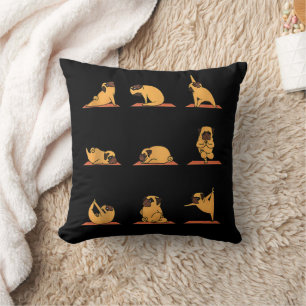 Coussin Yoga chiot Yoga Pug Poses et méditation Pug drôle