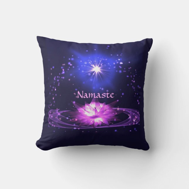 Coussin Yoga Zen Cosmique Namaste Cristal Lotus Fleur (Recto)