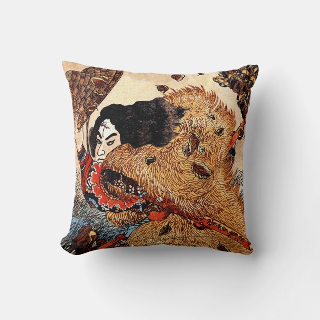 Coussin Yōrin de Kuniyoshi Kinhyōshi, héros du Suikoden (Recto)