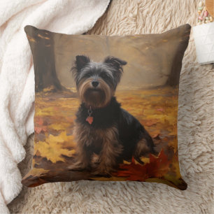 Coussin Yorkipoo à l'automne Feuilles automne Inspire