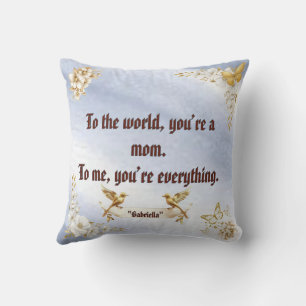 Coussin "You Are Everything" Mom Sky Blue Floral Pillow
