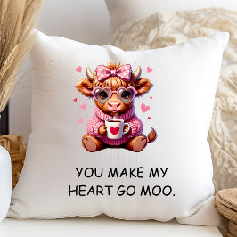 Coussin You Make My Heart Go Moo Funny Valentines Day