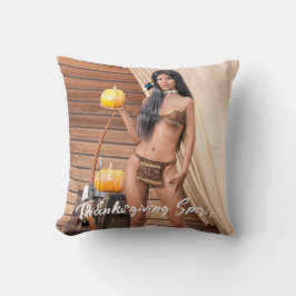 Coussin Young Native American Posing on Wood Wall