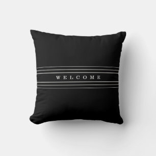 Coussin Your Custom Text & Modern Stripes Black & White