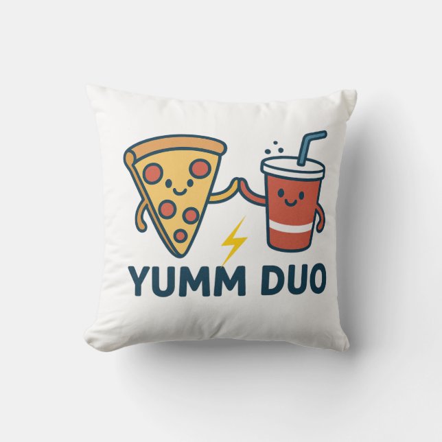 Coussin Yumm Duo Pizza et Soda Cute Cartoon (Recto)