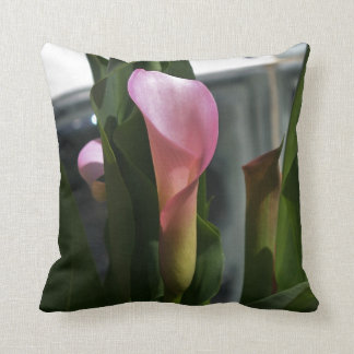 Coussin Zantedeschia rose (côté simple imprimé)