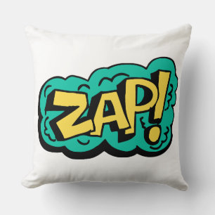 Coussin ZAP mot de bulle de parole, illustration dessinée