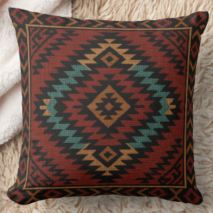 Coussin Zapotec Folk Art Géométrique Diamant Jeu d'oreille