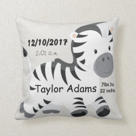 Coussin Zebra Birth Stats Baby Nursery