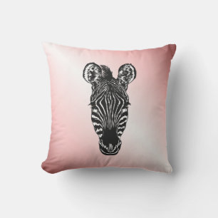 Coussin Zebra Head on Pink