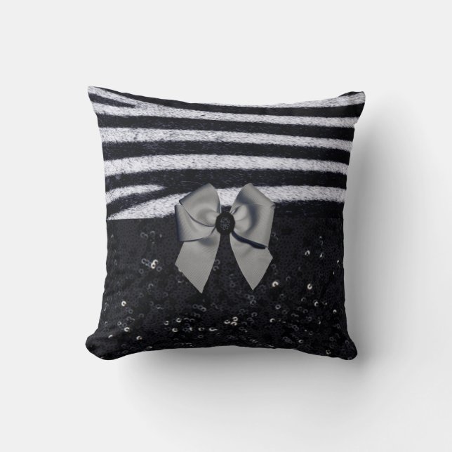 Coussin Zebra impression et Parties scintillant double fac (Recto)